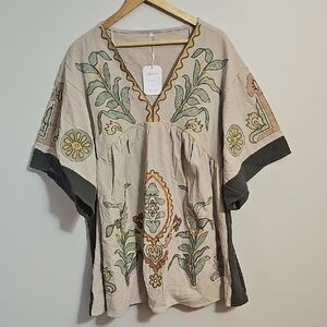 Joiemont Floral Embroidered Tunic Top Size Large